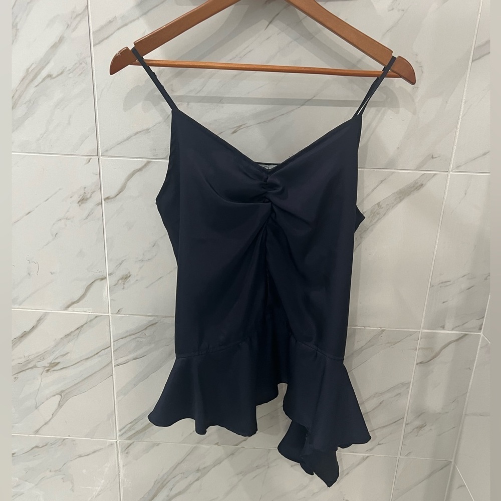 Clu Asymmetrical Ruffle Spaghetti Strap Top